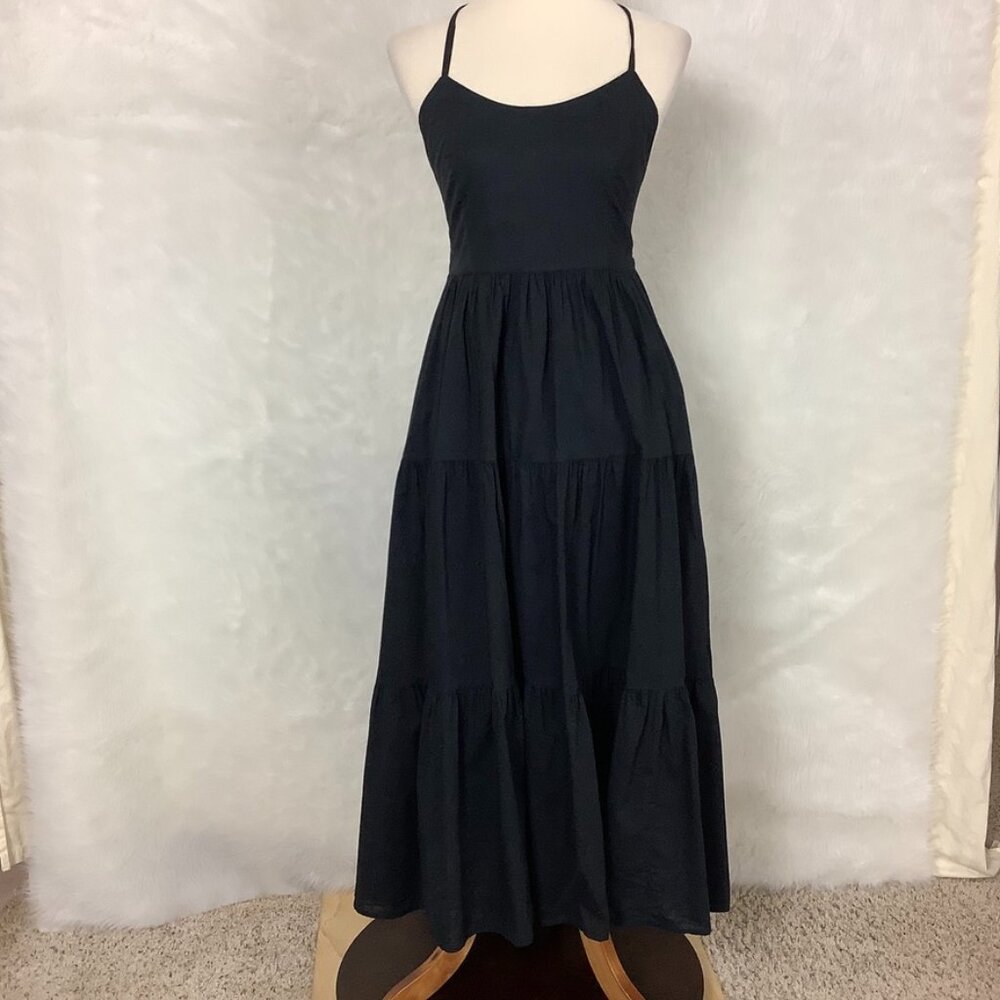 Xirena Owynn Black Tiered Lace Up Back Maxi Dress XS